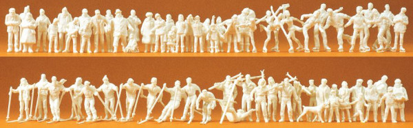 Preiser 16347 - Im Winter 65 unbemalte Miniaturfiguren Bausatz Materialfarbe weiß