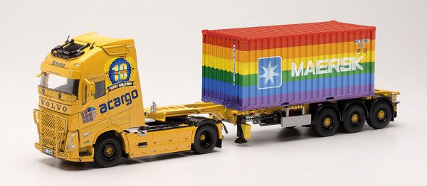 Herpa 071697 - Volvo FH Gl. XL 2020 Container-Sattelzug "10 Jahre Acargo / 20 ft. Maersk Rainbouw"