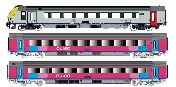LSmodels 43557AC - SNCB Set 3-teilig Reisezugwagen OUIGO inkl. Steuerwagen Ep.6, AC