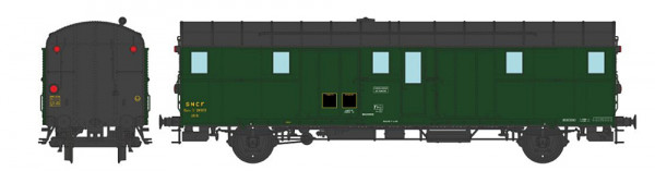 REE VB-310 - SNCF Gepäckwagen OCEM32 Ep.3a, Region Ost, Dach + Stirnwand schwarz, 3 Schlusslichter