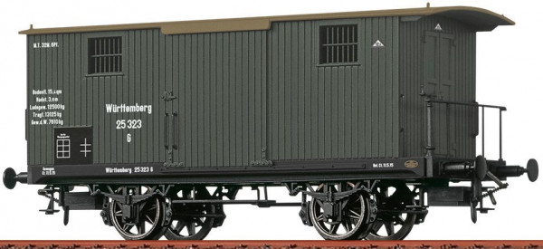 Brawa 47734 - Württ. gedeckter Güterwagen grün Ep.1