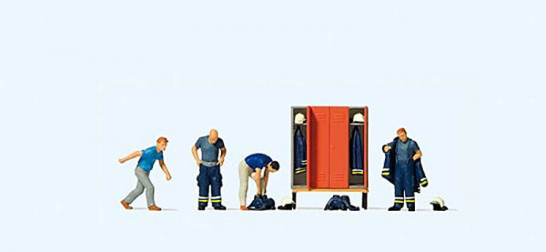 Preiser 10642 - Feuerwehrmänner in moderner Einsatzkleidung, Fertigmachen zum Einsatz!