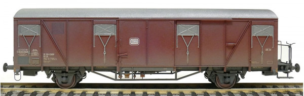 Exacttrain 22096 - DB gedeckter Güterwagen Gbs-uv254 mit Bremserbühne, mit DB-Emblem auf Tür Ep. 4,
