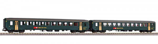 Piko 96786AC - SBB Set Reisezugwagen EWI 2-teilig grün Ep.4, 2x 2.Klasse, Wechselstrom