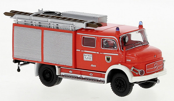 Brekina 47173 - Mercedes LAF 1113 TLF 16 Aufbau Rolläden hellrot, weiss, 1972, Feuerwehr Dortmund ,