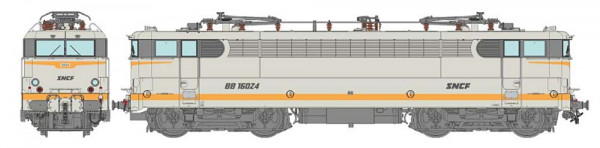 REE MB-143S - SNCF Ellok Serie BB16024 betongrau mit orangefarbenem Streifen Ep.3, BW La Chapelle, m