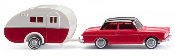 Wiking 020203 - Ford Taunus 12M mit Wohnwagen