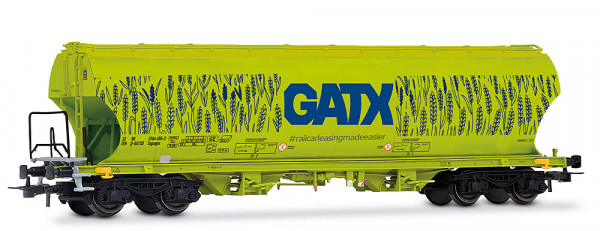 Rivarossi HR6690 - D-GATX, 4-achs. Getreidesilowagen mit runden Seitenwänden, neongrüne „Getreide”-F