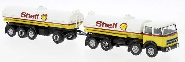 Brekina 58555 - Fiat 691 Millepiedi Tankzug weiss, gelb, 1970, Shell,