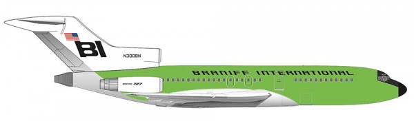 Herpa 537988 - Braniff International Boeing 727-100 - solid lime green