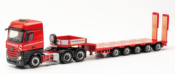 Herpa 315579 - Mercedes-Benz Actros 18 Bigspace 6x4 Semitieflade-Sattelzug "Morschhäuser"