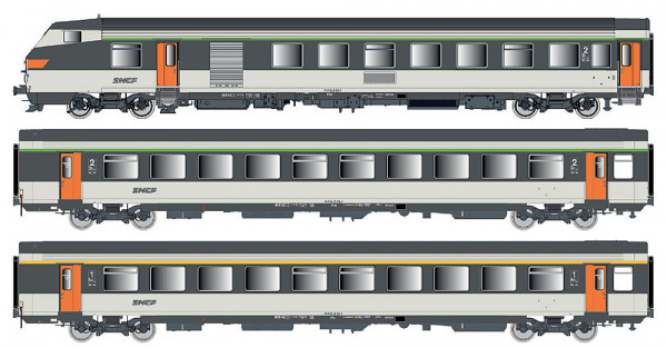 LSmodels 41252AC - SNCF 3er Set Personenwagen VU B6Dux + VTU Blltu + VTU A10tu Ep.4-5 - Wechselstrom