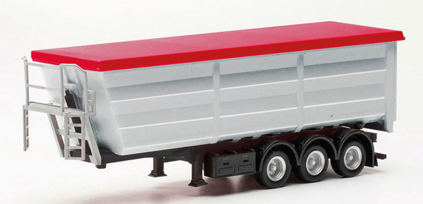 Herpa 077057-002 - Stahlmuldenauflieger, silber mit roter Plane