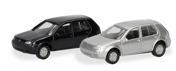 Herpa 066952 - N/2er Set VW Golf IV, schwarz und silber