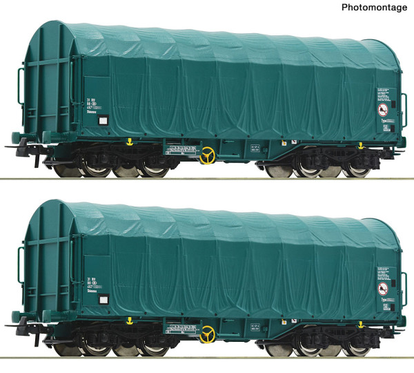 Roco 6600435 - SNCB 2er Set Schiebeplanenwagen SNCB E6