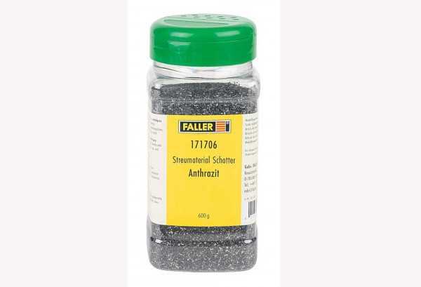 Faller 171706 - Streumaterial Schotter, anthrazit 600 gr. Körnung: 0,5-1mm
