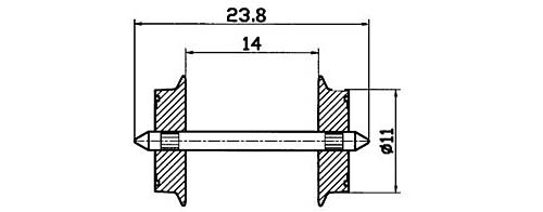 Roco 40183 - H0-Wechselstromradsatz für 47265 Achslänge 23,8 mm. Ø 11 mm Inhalt 2 Stück / Packung