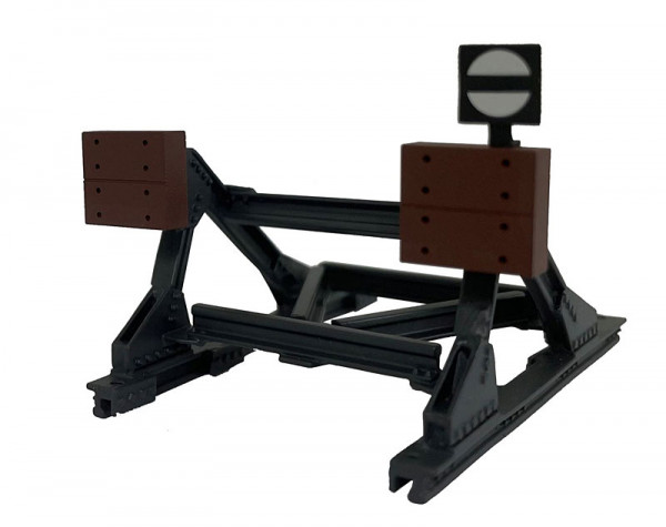 Lenz 55065 - Prellbock mit Holzplatte, Messing Fertigmodell