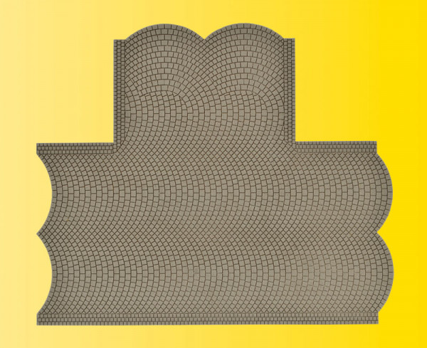 Vollmer 48243 - Straßenplatte Kopfsteinpflaster, 90°Grad- Einmündung. L 22 x B 19,5 cm