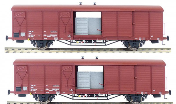 Exacttrain 20495 - DR Set gedeckte Güterwagen Hbs-u[2301] mit Küche und Hbs[2301] Mannschaftswagen 1