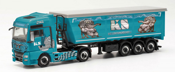 Herpa 316538 - MAN TGX XXL Euro 6C Stahlrundmulden-Sattelzug "KS Containerdienst"