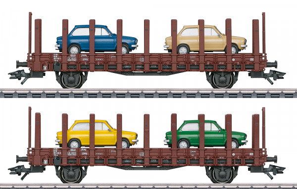 Märklin 46404 - NS Set Rungenwagen 2-teilig Ep.4, beladen mit DAF66 (Brekina) in Sonderfarben