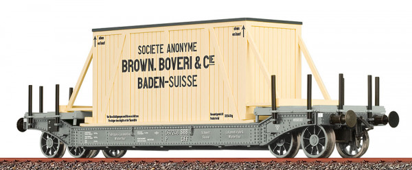 Brawa 47915 - SBB Tiefladewagen 4-achsig Ep.2, beladen mit "Brown Boveri & Cie" Holzkiste