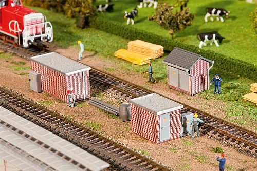 Faller 120239 - Trafostation Backstein 3 Stück 61 x 28 x 29 mm, 38 x 28 x 29 mm, 36 x 34 x 37 mm H0