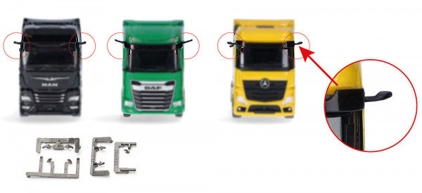 Herpa 054447 - Zubehör Spiegelkameras Mercedes-Benz Actros L, MAN TGX, DAF XG/XG+ (je 5 Stück)