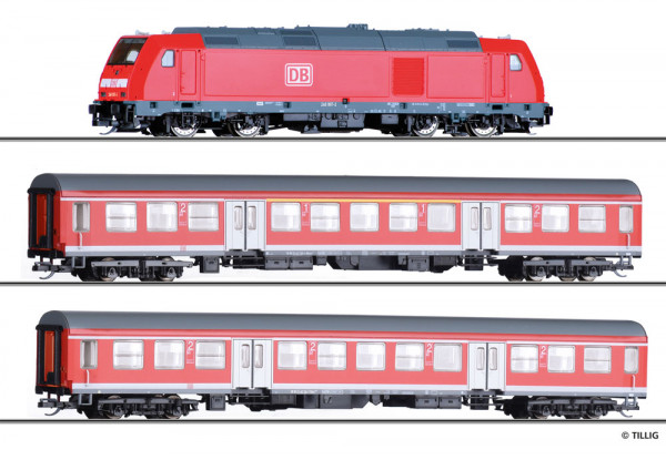 Tillig 01505 - Einsteiger-Set: Reisezug der DB AG, bestehend aus Diesellokomotive „TRAXX“ und zwei R