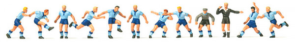 Preiser 10756 - Fußballmannschaft 12 tlg. hellblaue Trikots, dunkelblaue Hosen