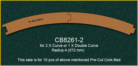 Proses PCB-8261-2 - Korkgleisbett für gebogene Gleise R8261 - 8262, R4 , 10 X vorgefertigt