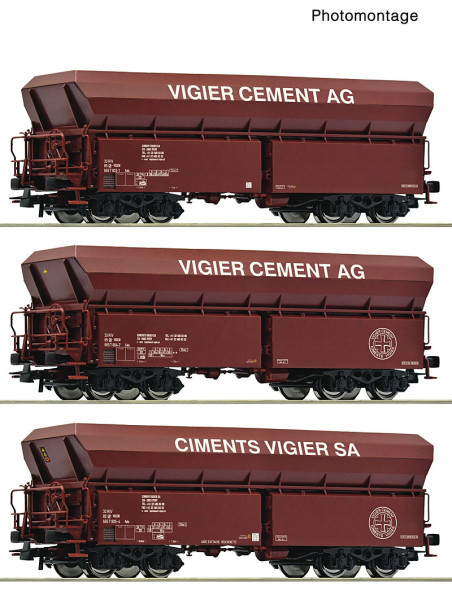 Roco 6600230 - EINSTELLER 3er Set Selbstentladewagen Vigier E5