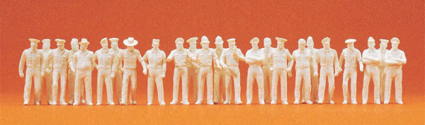 Preiser 16345 - Uniformierte sommerlich 24 unbemalte Miniaturfiguren Kombibausatz Farbe weiß
