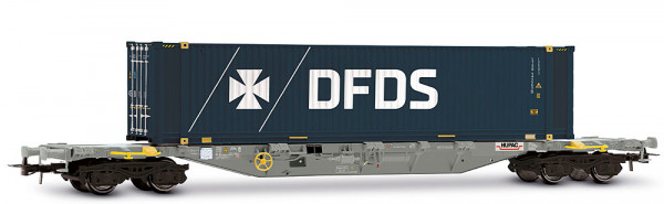 Rivarossi HR6704 - 4-achs. Containerwagen der Bauart Sgnss, graue Farbgebung, beladen mit 45´-Contai