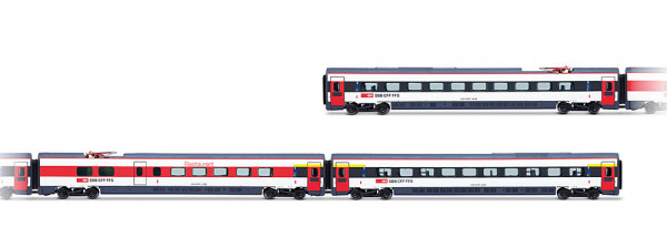Arnold HN3517 - SBB, 3-tlg. Set Zwischenwagen der ETR 610 1. Serie, ICN-Farbgebung mit roten Türen