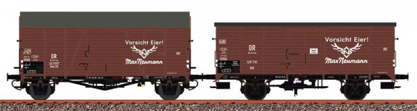 Brawa B2001 - DR Set Güterwagen 2-teilig Ep.3a, Brit-US-Zone, "Max Neumann", jeweils 1x 47990+49798