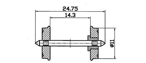 Roco 40264 - RP-25 Radsatz 11 mm einseitig isoliert 2 Stück