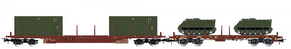 Rivarossi HR6612 - FS Set 2-teilig Rungenwagen Rgs + Rgms Ep.4-5 beladen mit Container und 2x M113