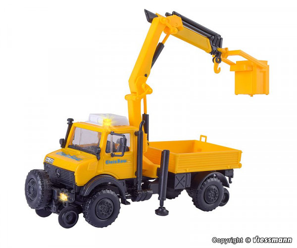 Kibri 14991 - Zweiwege UNIMOG GleisBau mit Arbeitskran und Korb