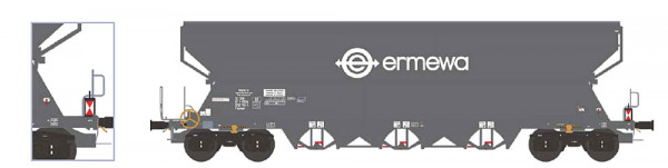 NME 514696 - SNCF Getreidewagen Tagnpps 101m³ "ERMEWA", dkl.grau, m. Zugschl.bel. DE, AC dig. Ep.6