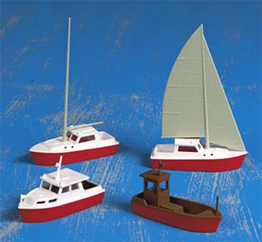 Kibri 39160 - Set Boote 2 Segelbootr 1 Motorjacht und 1 Arbeitsboot