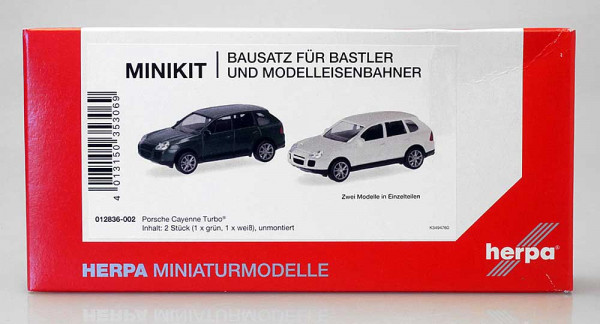 Herpa 012836-002 - MiniKits Porsche Cayenne Turbo, british racing green/sandweiß