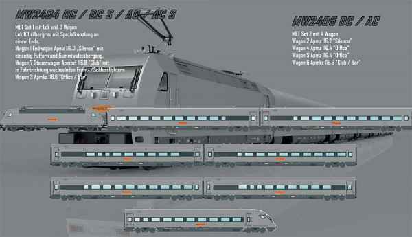 LSmodels MW2404AC - MET Set 4-teilig Metropolitan Lok BR 101 + 3 Wagen Ep.5, Teil 1, AC-digital