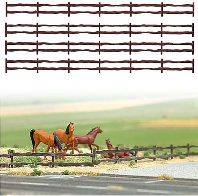 Busch 6008 - Weidenzaun über 130 cm dunkelbrauner Holzzaun