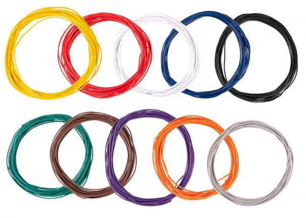 Faller 163780 - Litzensortiment 0,04 mm², 10 Farben à 10 m