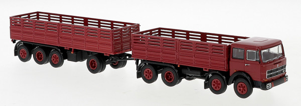 Brekina 58530 - Fiat 691, Millepiedi, LKW-Hängerzug rot, schwarz