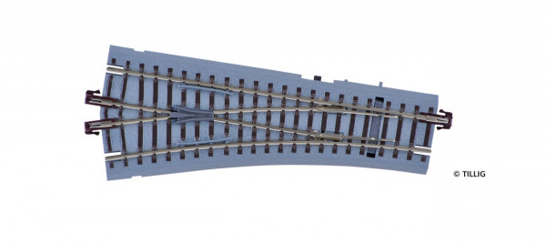 Tillig 83821 - Bettungsgleis braun, Handweiche links 15°,Abzweig 15°, Radius 353, Länge 129,5mm