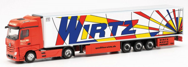 Herpa 315593 - Mercedes-Benz Actros `18 Bigspace 15 Meter Kühlkoffer-Sattelzug "Wirtz Popart"