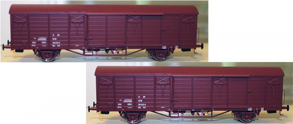 Exacttrain 20467 - DR Set gedeckte Güterwagen Gbs[1500] 2-teilig Ep.4c, 7 Ribben, mit Beladungen